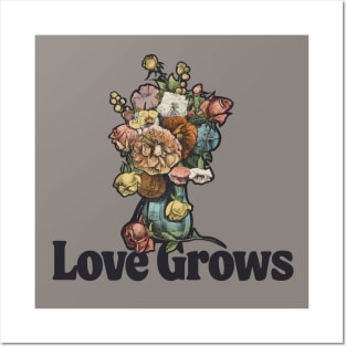 Love Grows Vintage Flower Vase Posters and Art